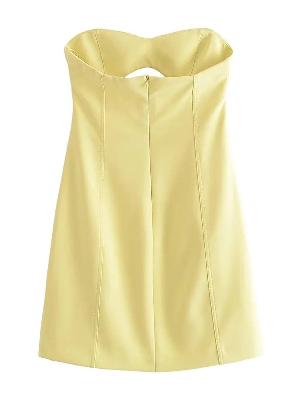 Freya Strapless Hollow Out Mini Dress Yellow / S Freya Strapless Hollow Out Mini Dress Yellow / S