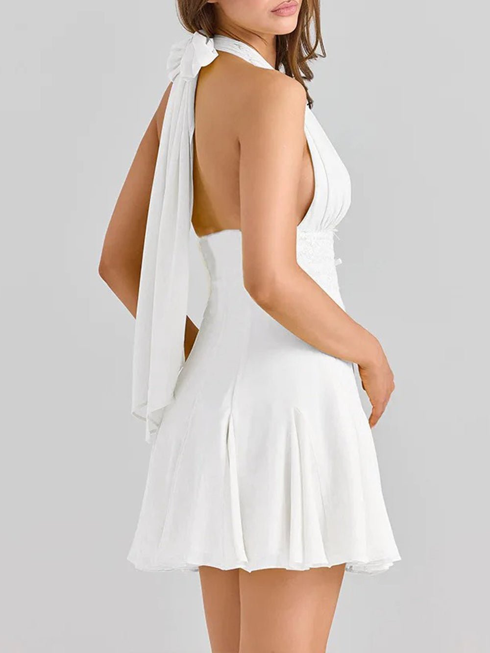 Gemma Lace Patchwork Mini Dress White / L