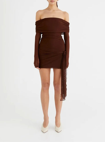 Gemma Off Shoulder Backless Mini Dress - Fashion Pov