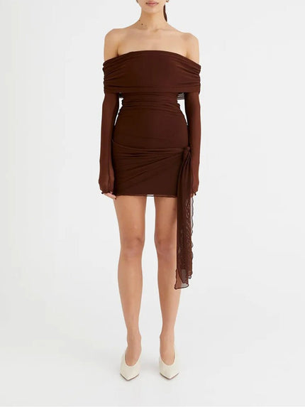 Gemma Off Shoulder Backless Mini Dress - Fashion Pov