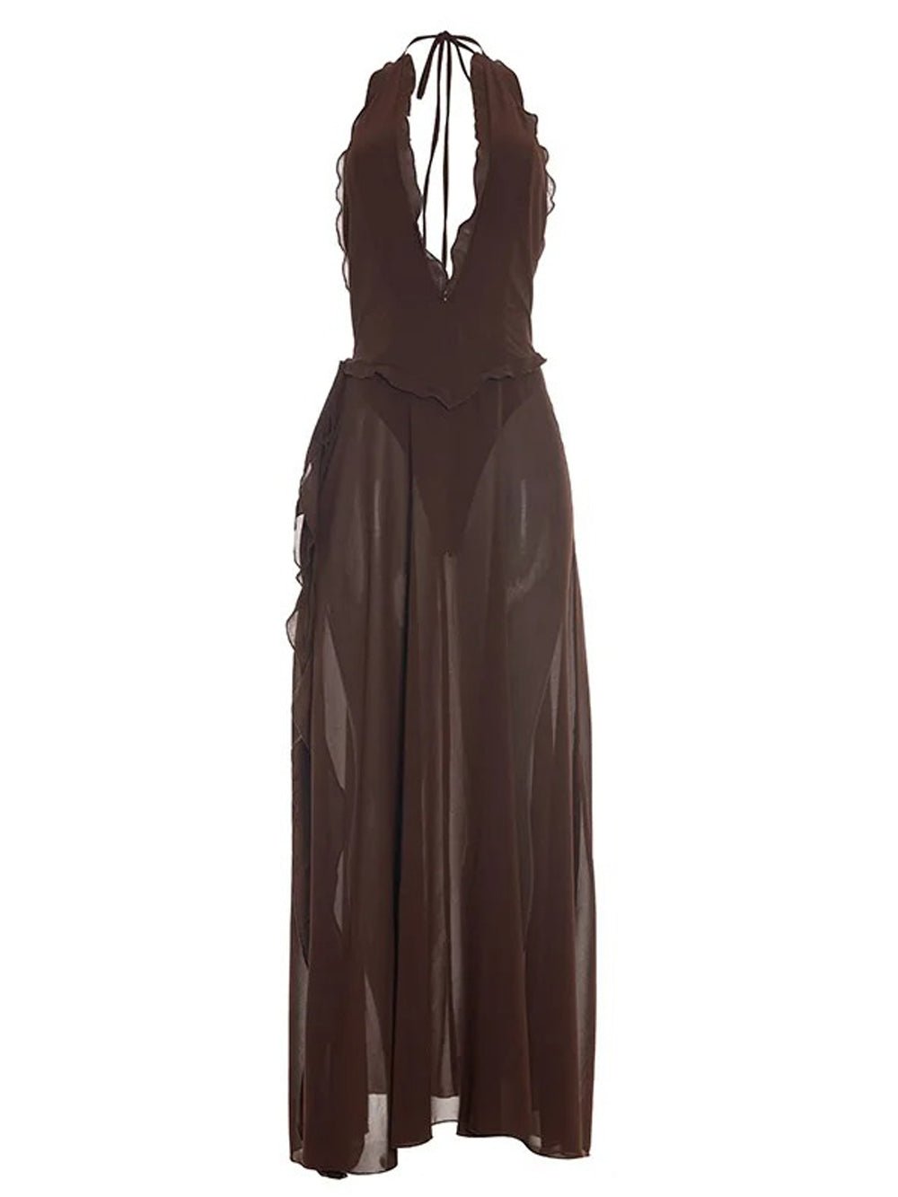 Gemma Plunge Halter Maxi Dress - Fashion Pov