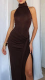 Gianna Halter Slit Maxi Dress - Fashion Pov