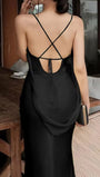 Giselle Cowl Back Satin Maxi Dress - Fashion Pov