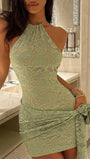 Giselle Lace Halter Mini Dress - Fashion Pov