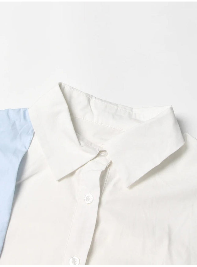 Harlie Colorblock Casual Belt Shirt - Fashion Pov