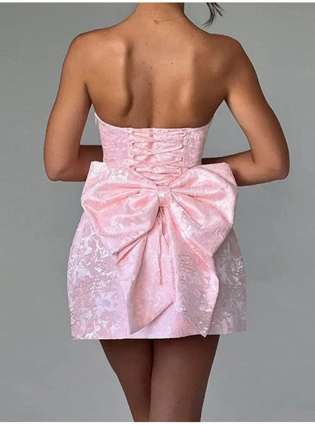 Harper Sleeveless Bow Embellished Mini Dress - Fashion Pov