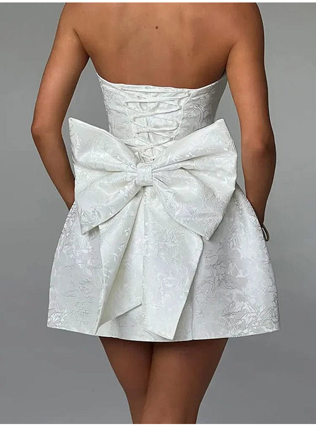 Harper Sleeveless Bow Embellished Mini Dress - Fashion Pov