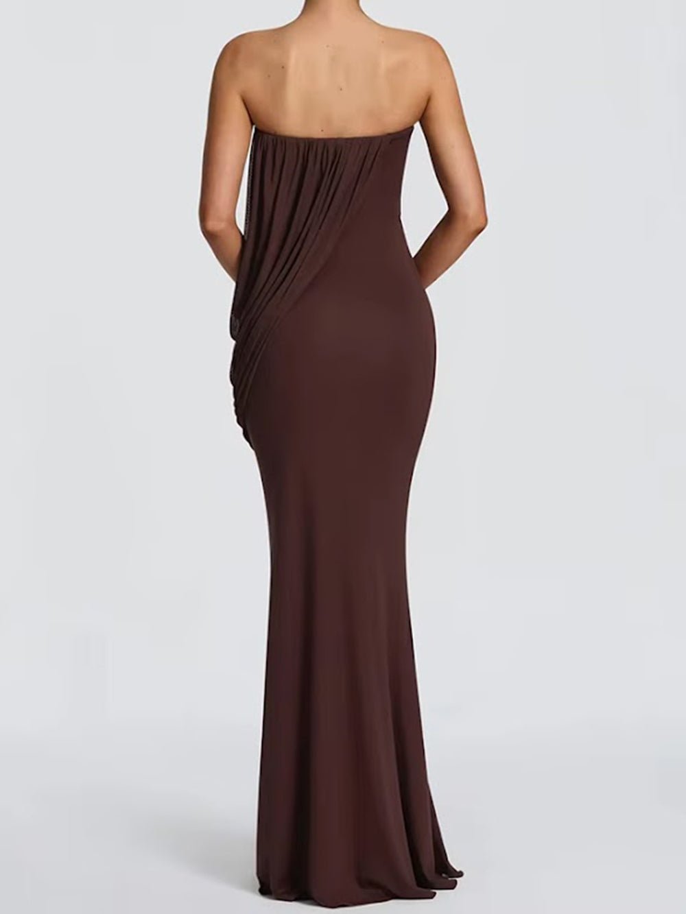 Helena Draped Strapless Maxi Dress - Fashion Pov