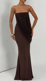 Helena Draped Strapless Maxi Dress - Fashion Pov