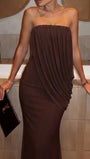 Helena Draped Strapless Maxi Dress - Fashion Pov