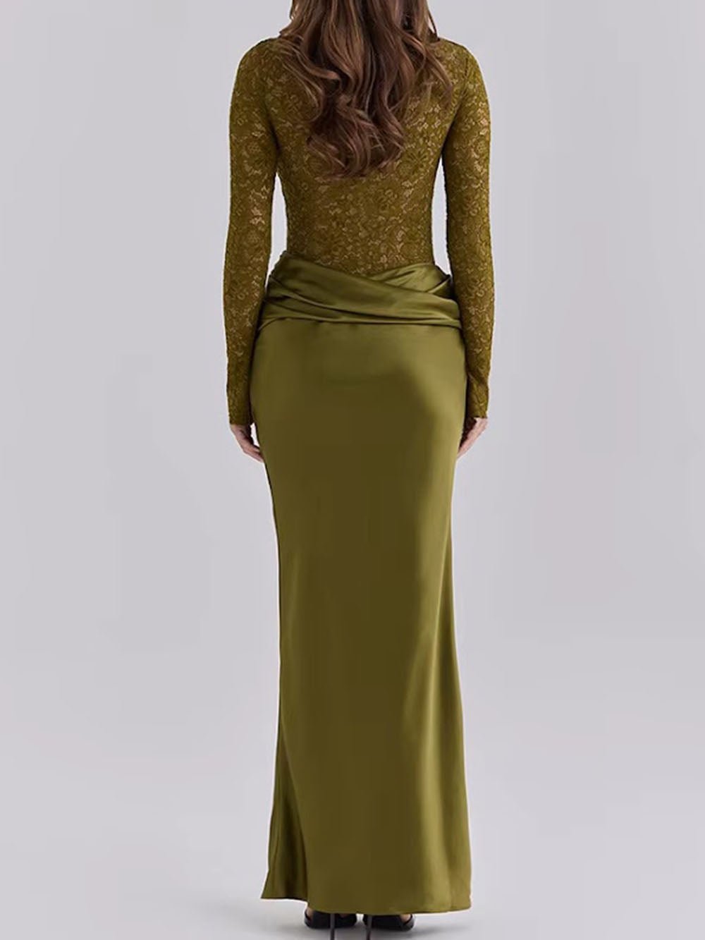 Helena Lace Satin Maxi Dress - Fashion Pov