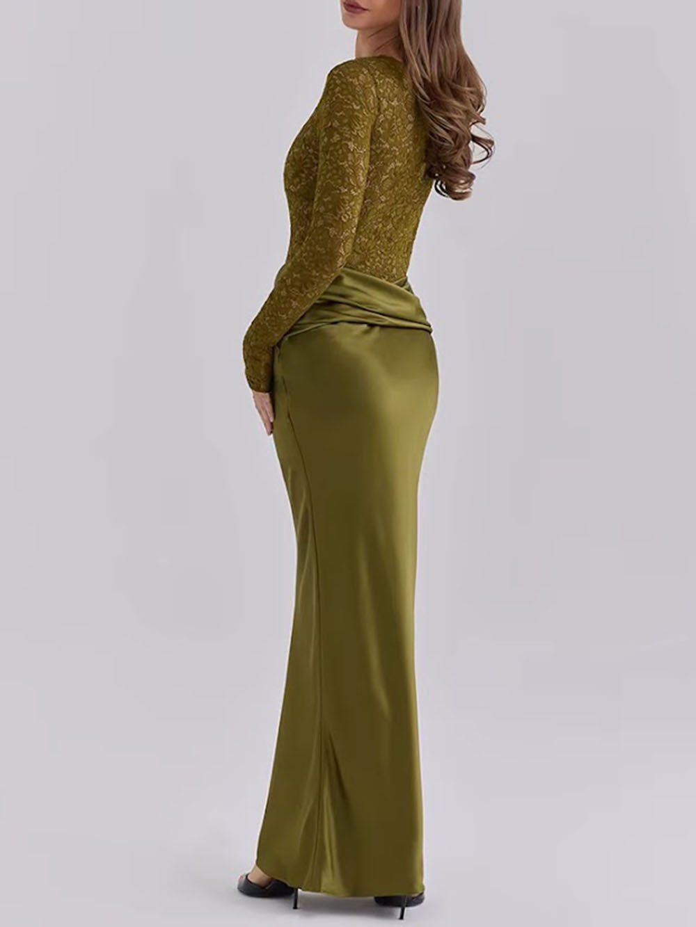 Helena Lace Satin Maxi Dress - Fashion Pov