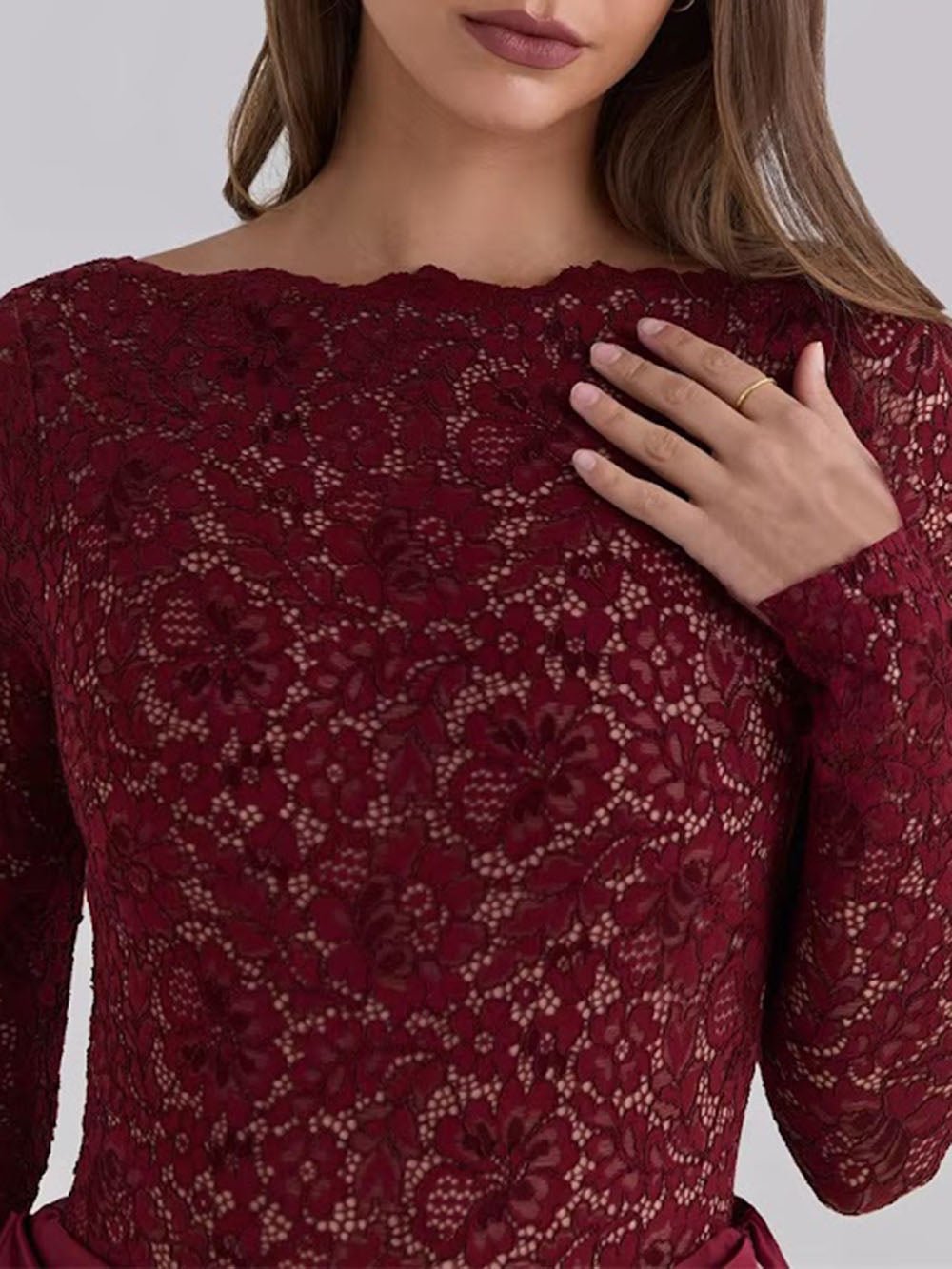 Helena Lace Satin Maxi Dress - Fashion Pov