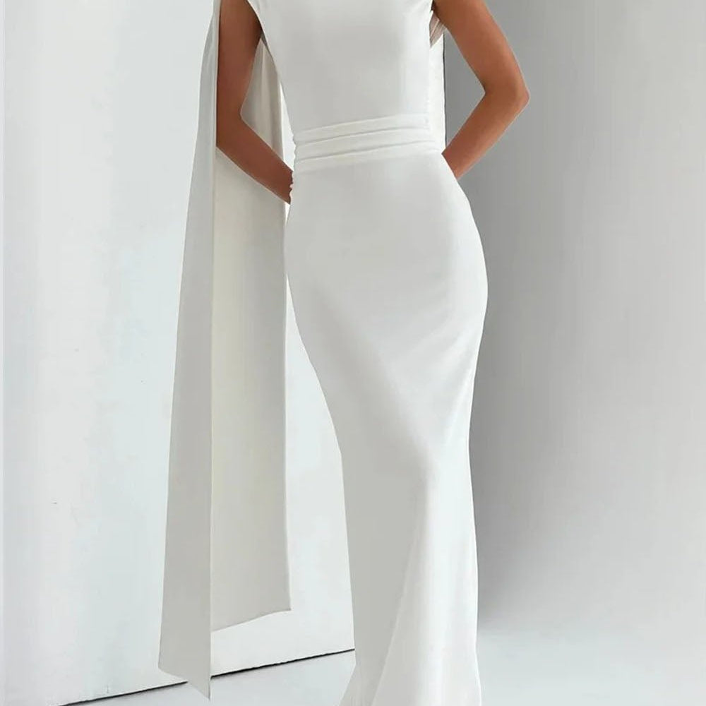 Helena One Shoulder Cape Maxi Dress - Fashion Pov