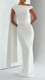 Helena One Shoulder Cape Maxi Dress - Fashion Pov