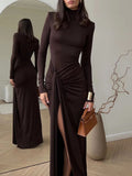 Isabel Long Sleeve Split Maxi Dress - Fashion Pov