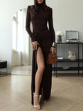 Isabel Long Sleeve Split Maxi Dress - Fashion Pov