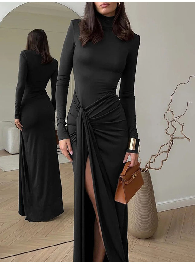 Isabel Long Sleeve Split Maxi Dress - Fashion Pov
