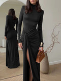 Isabel Long Sleeve Split Maxi Dress - Fashion Pov