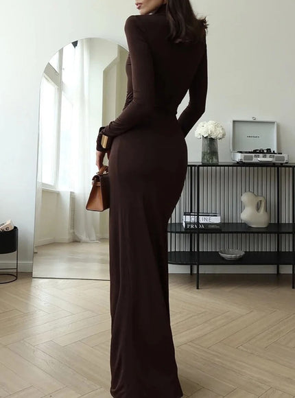 Isabel Long Sleeve Split Maxi Dress - Fashion Pov