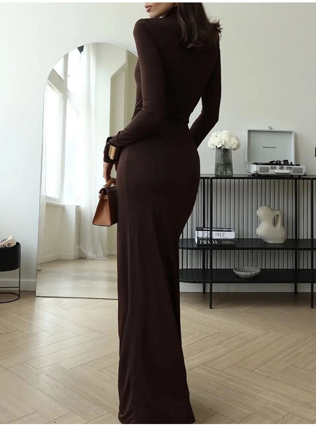 Isabel Long Sleeve Split Maxi Dress - Fashion Pov
