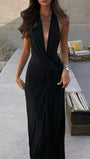 Isabella Halter Deep - V Maxi Dress - Fashion Pov