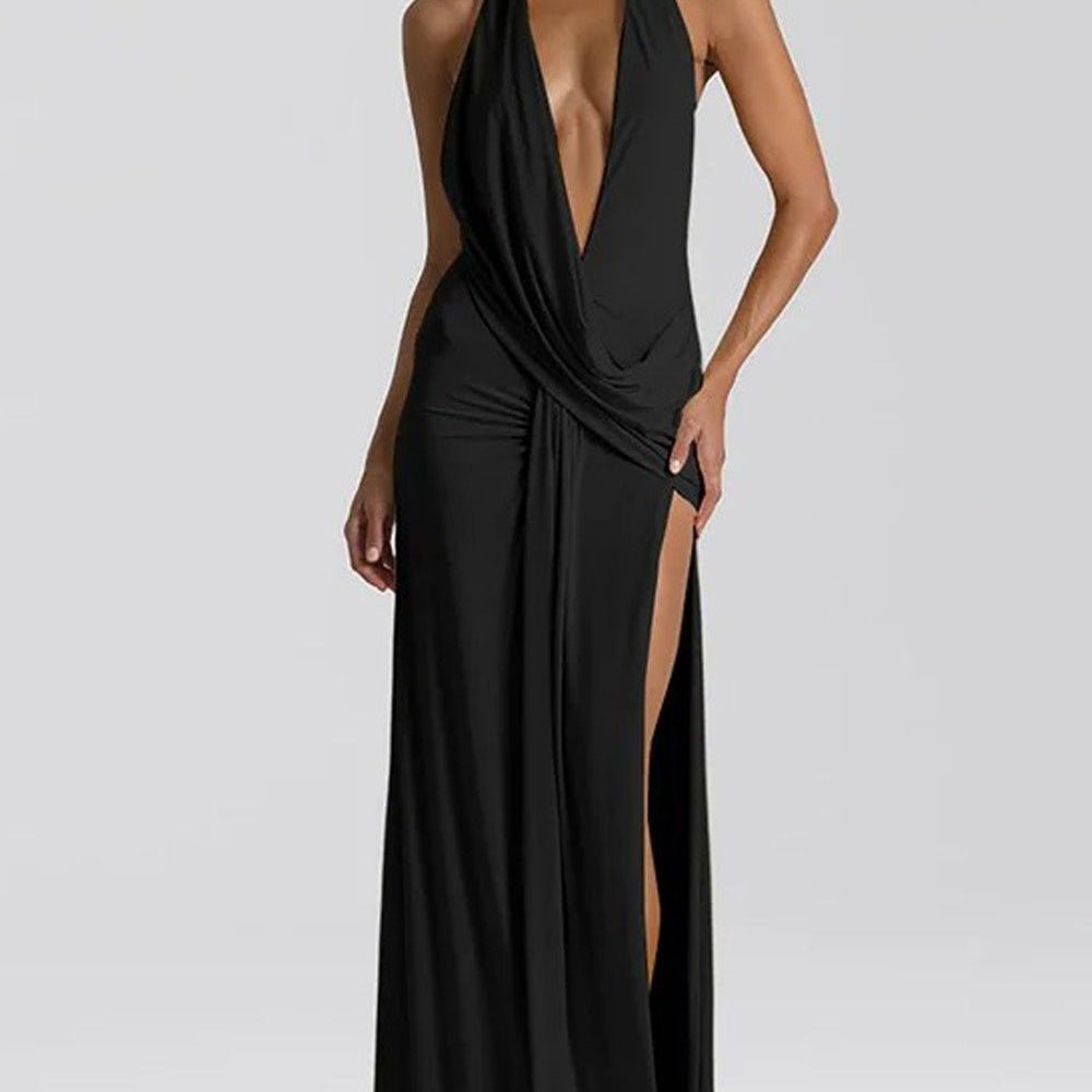 Isabella Halter Deep - V Maxi Dress - Fashion Pov