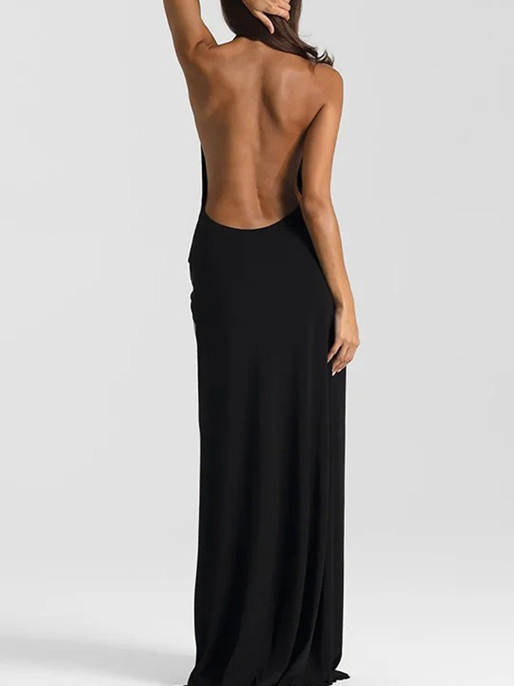 Isabella Halter Deep-V Maxi Dress Black / XS