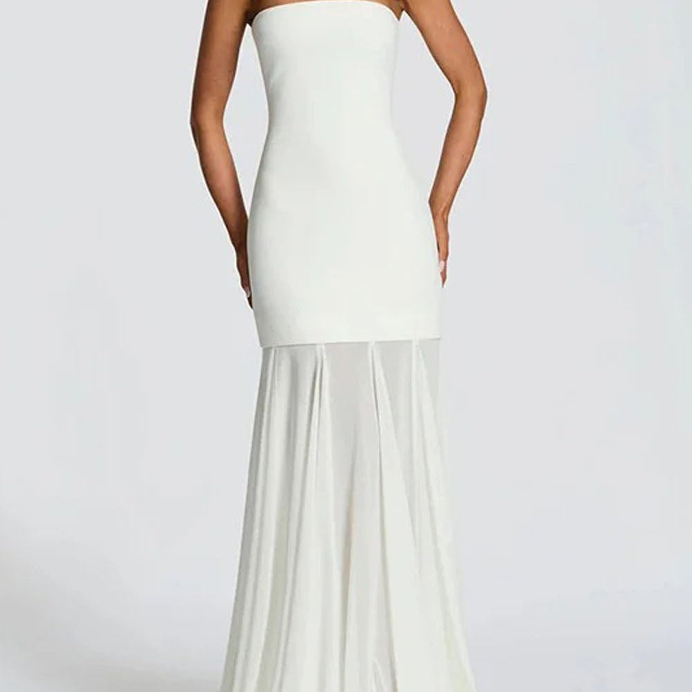 Isabella Strapless Scarf Collar Gown - Fashion Pov