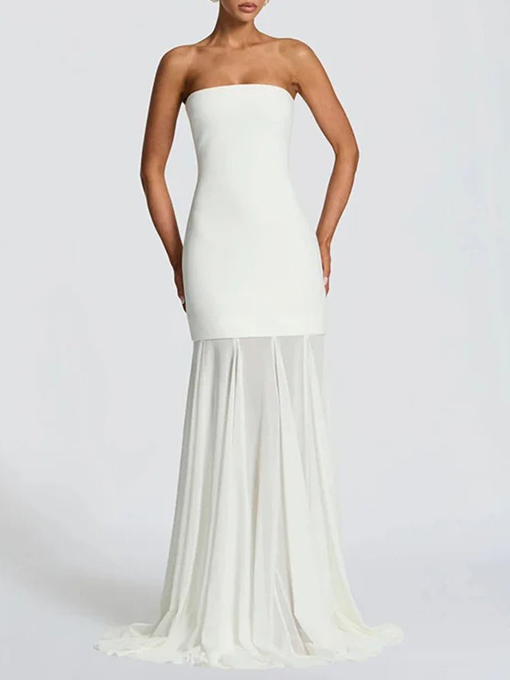 Isabella Strapless Scarf Collar Gown - Fashion Pov