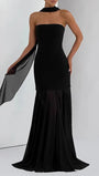 Isabella Strapless Scarf Collar Gown - Fashion Pov