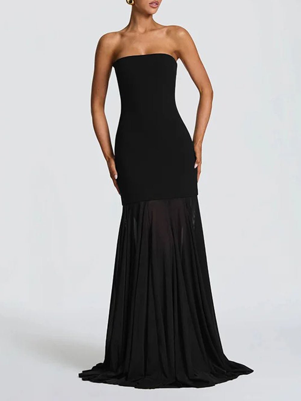 Isabella Strapless Scarf Collar Gown - Fashion Pov