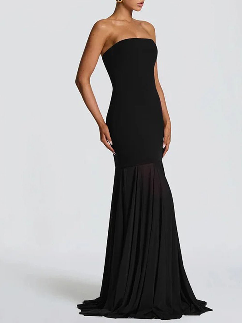 Isabella Strapless Scarf Collar Gown - Fashion Pov