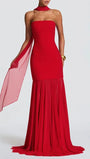 Isabella Strapless Scarf Collar Gown - Fashion Pov