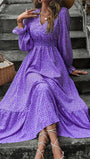 Isabelle Long Sleeve Ruffle Hem Maxi Dress - Fashion Pov