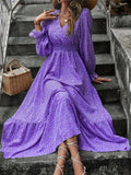 Isabelle Long Sleeve Ruffle Hem Maxi Dress - Fashion Pov