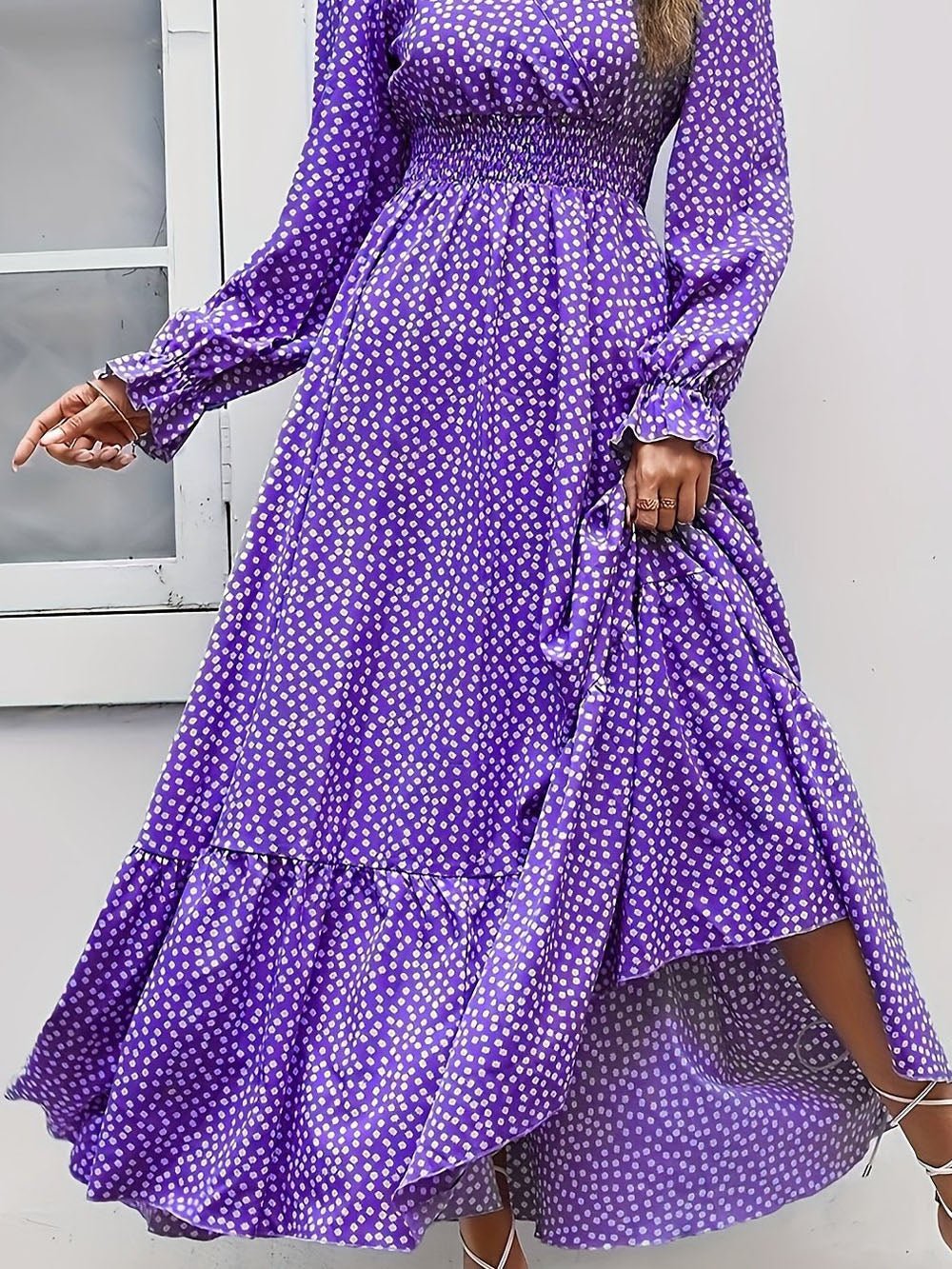 Isabelle Long Sleeve Ruffle Hem Maxi Dress - Fashion Pov