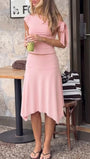 Isadora Asymmetric Draped Midi Dress - Fashion Pov