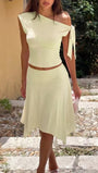 Isadora Asymmetric Draped Midi Dress - Fashion Pov