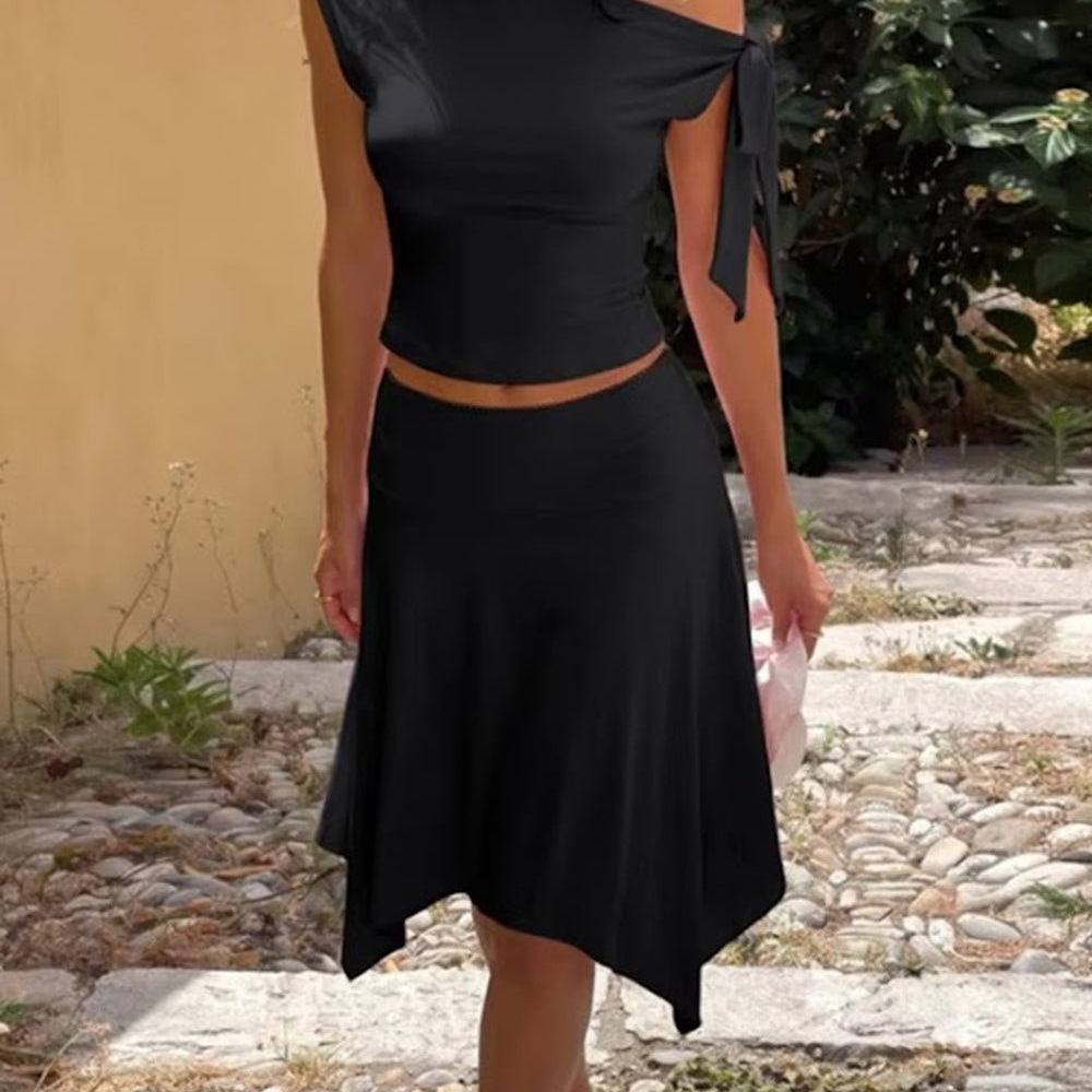 Isadora Asymmetric Draped Midi Dress - Fashion Pov