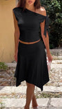 Isadora Asymmetric Draped Midi Dress - Fashion Pov