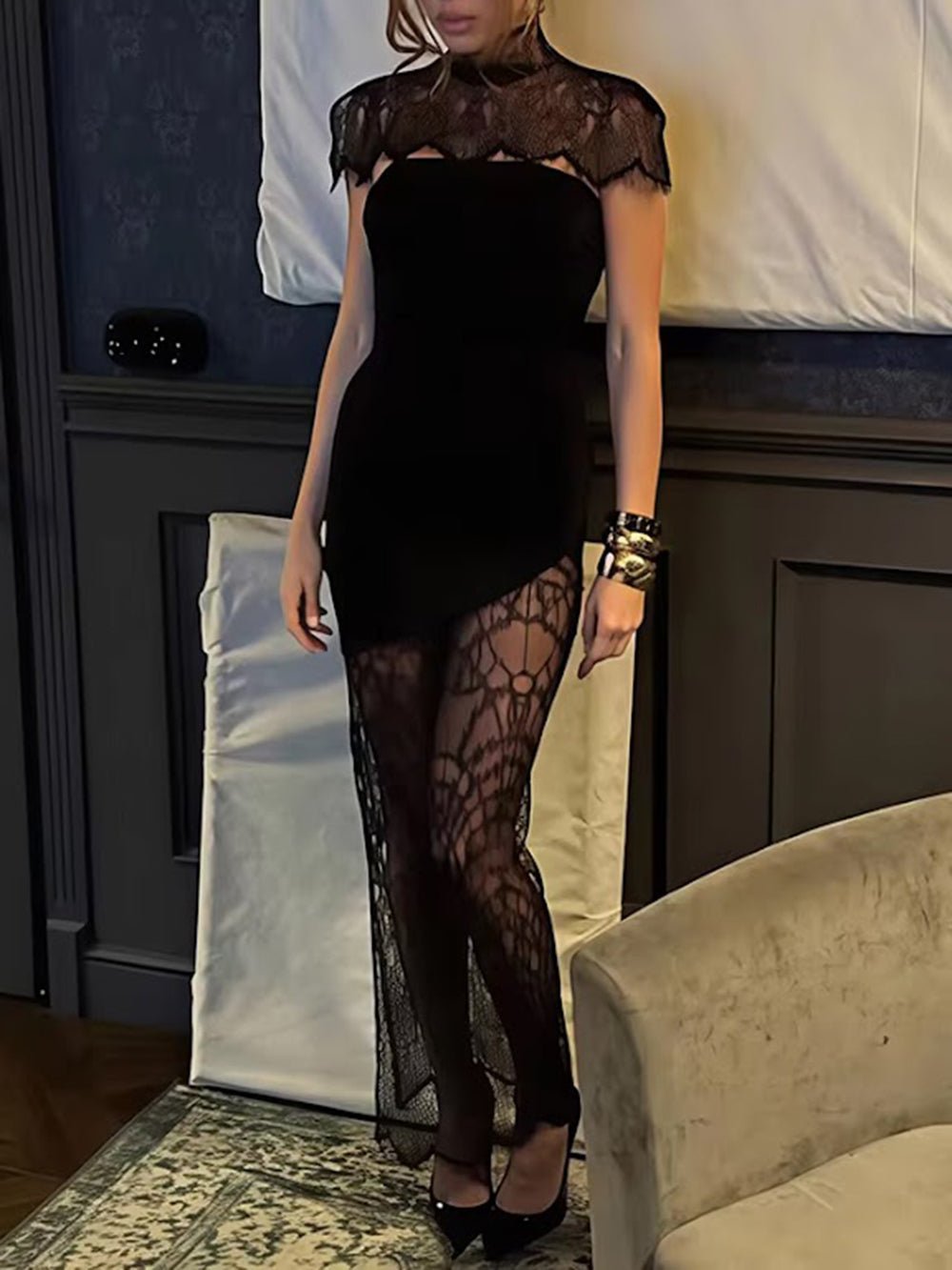 Isadora Lace Cape Mini Dress - Fashion Pov