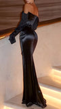 Isadora Off Shoulder Satin Maxi Dress - Fashion Pov