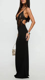 Isla Lace Deep V Maxi Dress Black - Fashion Pov