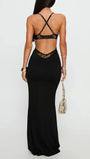 Isla Lace Deep V Maxi Dress Black - Fashion Pov