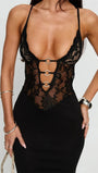 Isla Lace Deep V Maxi Dress Black - Fashion Pov