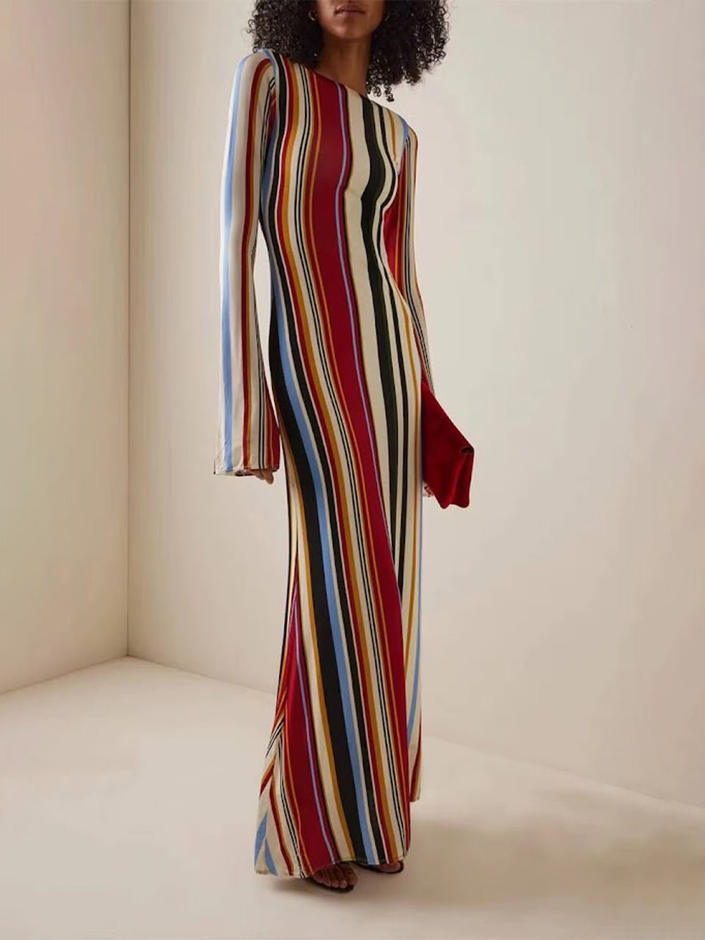 Isla Striped Long Sleeve Maxi Dress - Fashion Pov