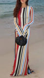 Isla Striped Long Sleeve Maxi Dress - Fashion Pov