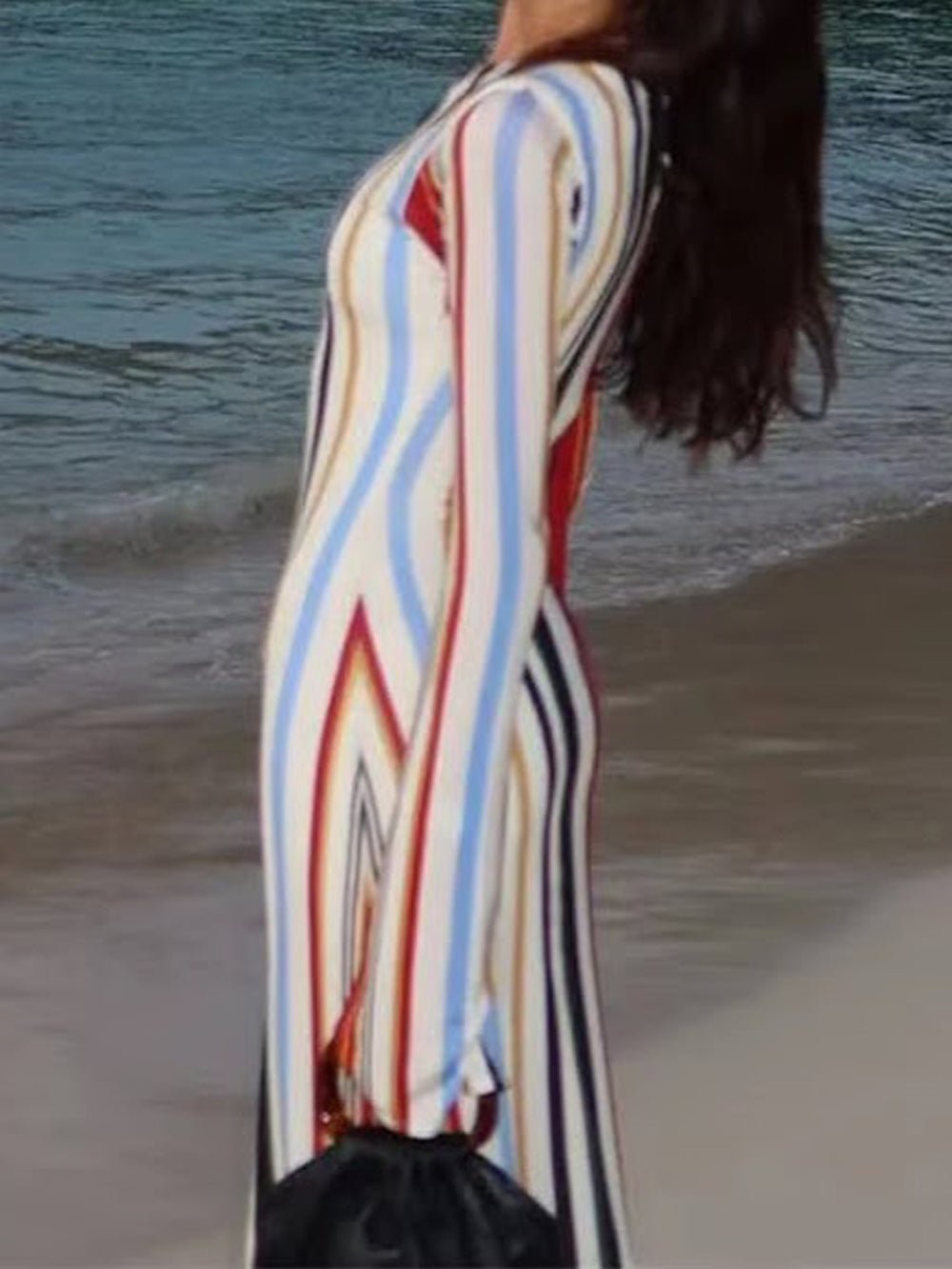 Isla Striped Long Sleeve Maxi Dress - Fashion Pov