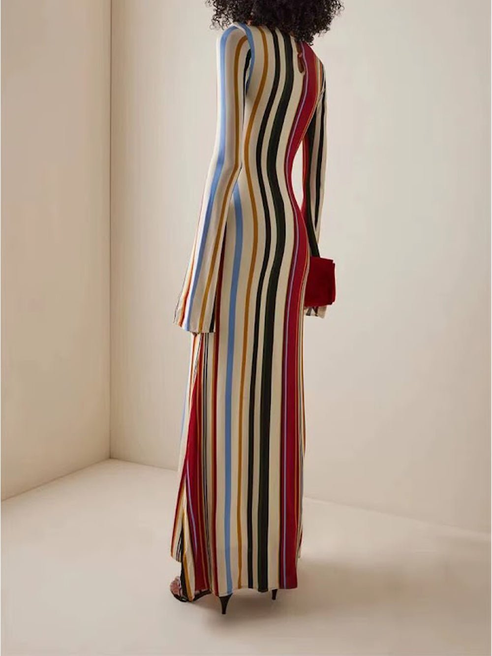 Isla Striped Long Sleeve Maxi Dress - Fashion Pov